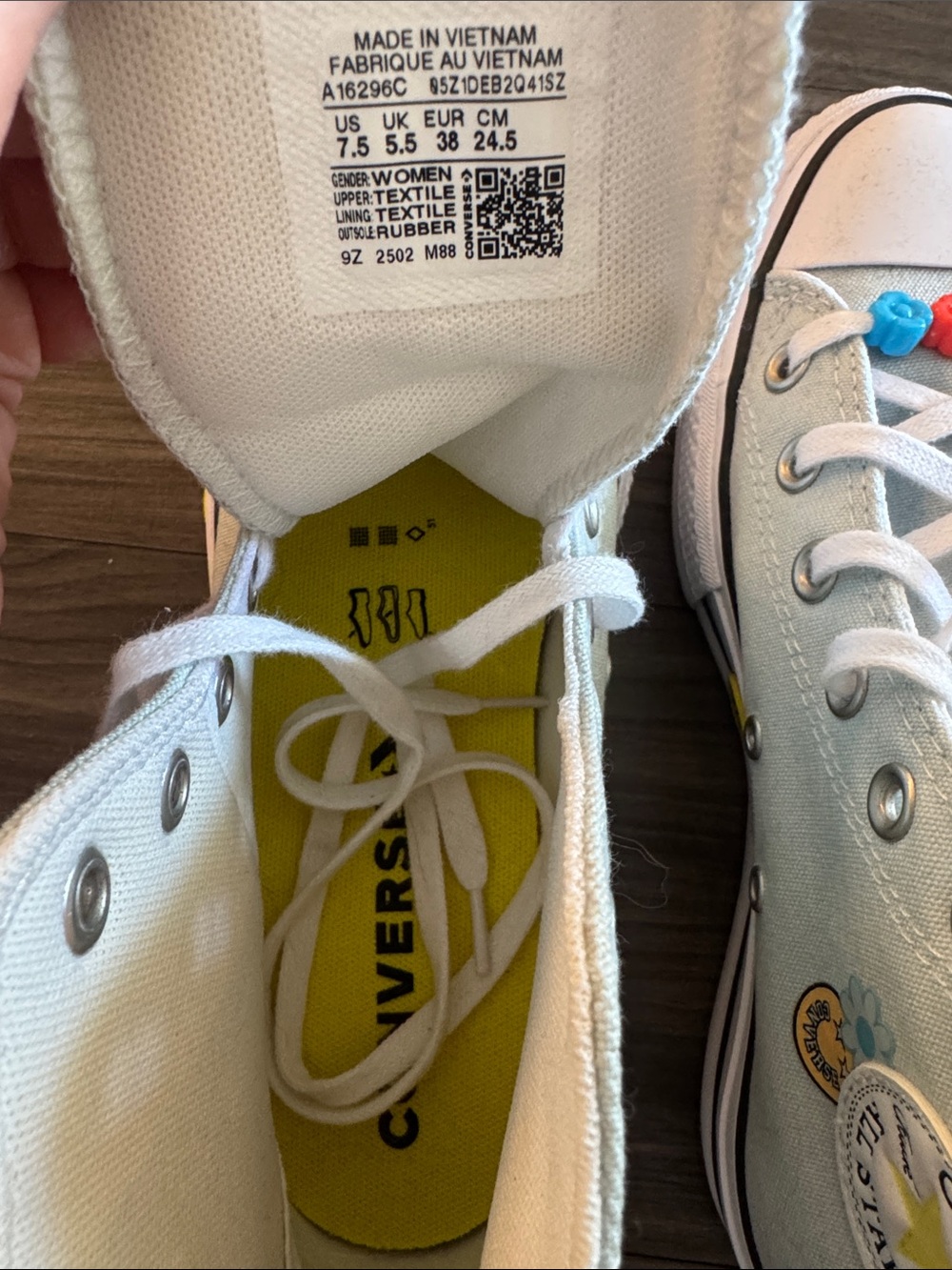 Converse High Top Sneakers in Mint with Multicolor Flower Charms - Picture 10 of 11